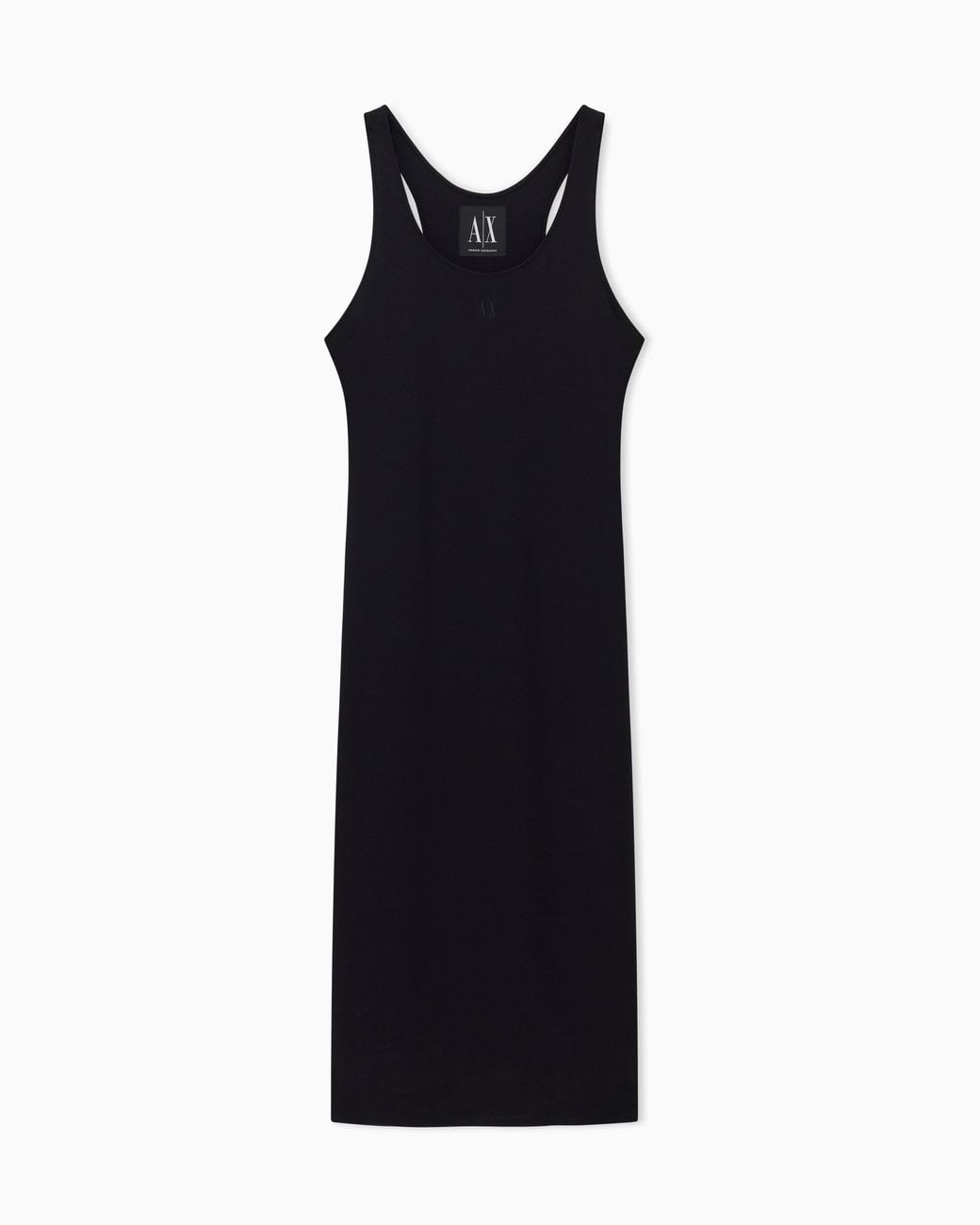 ARMANI EXCHANGE Black Fitted Sleeveless Midi Dress