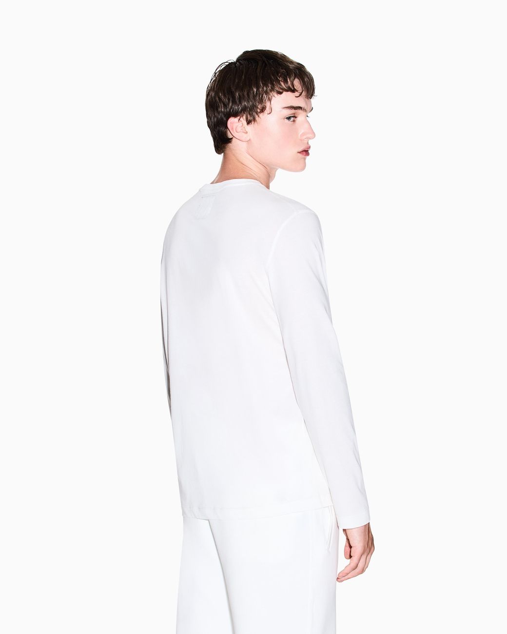 ARMANI EXCHANGE White Slim-Fit Long-Sleeve Cotton T-Shirt With Logo Icon for men