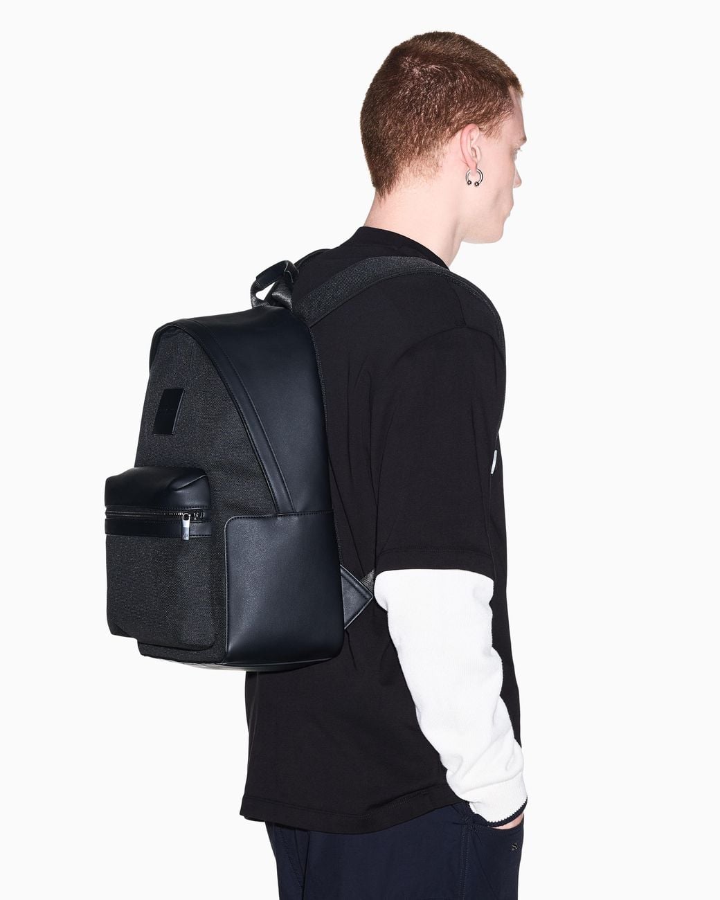 ARMANI EXCHANGE Black Backpack With Coated Exterior for men