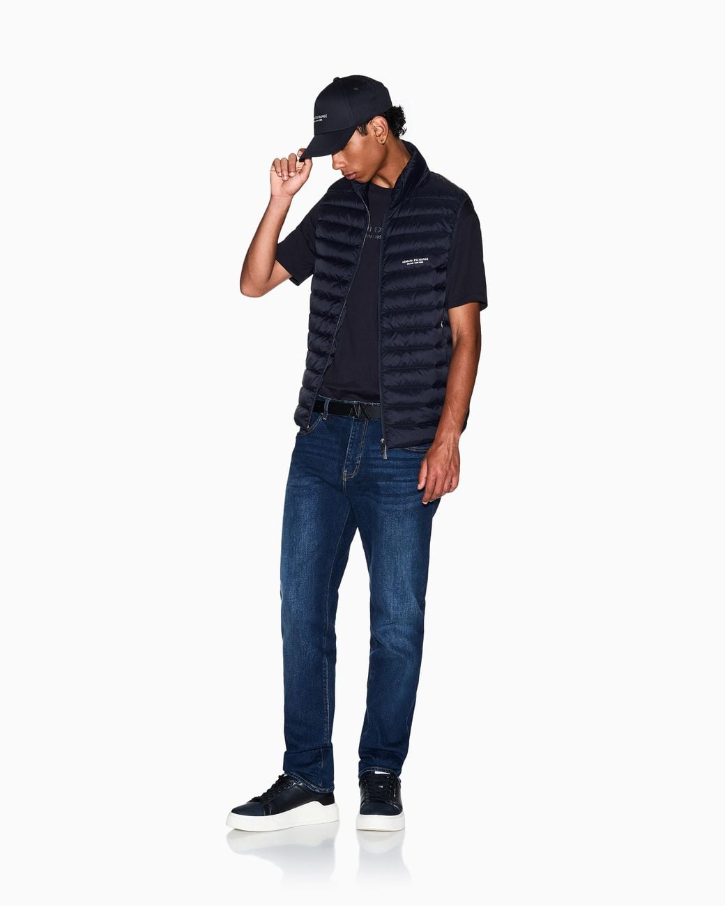 ARMANI EXCHANGE Blue Straight-Leg Washed Stretch Cotton Denim Jeans Essential for men