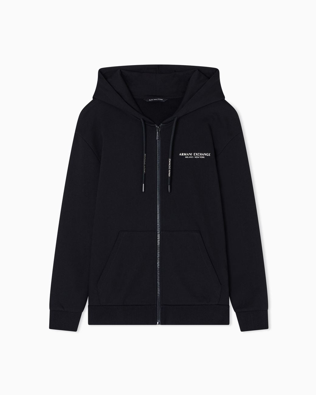 ARMANI EXCHANGE Black Cotton Zip-Up Hoodie