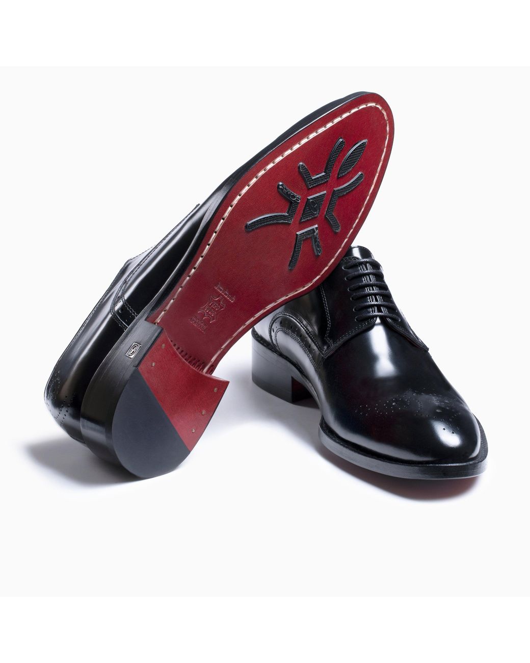 Armos Black Leather Medallion Toe Derby for men