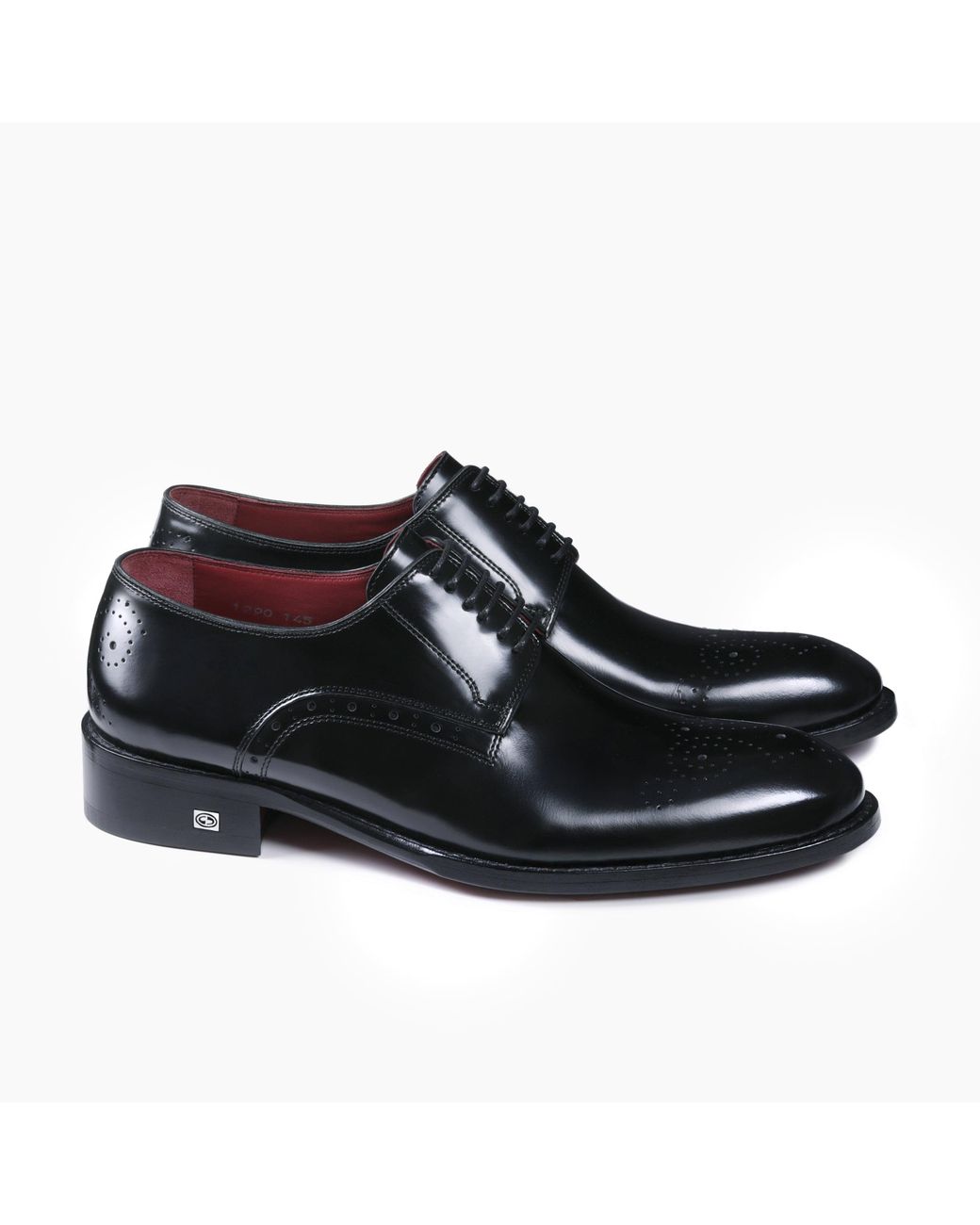 Armos Black Leather Medallion Toe Derby for men