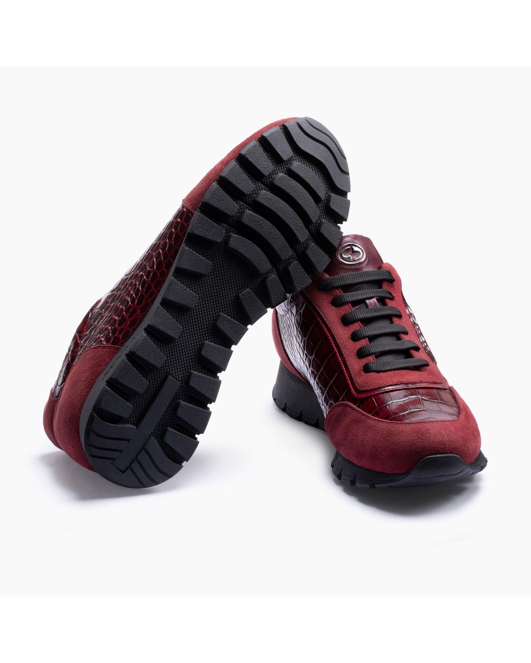 Armos Red Croc-Embossed Leather Sneaker for men
