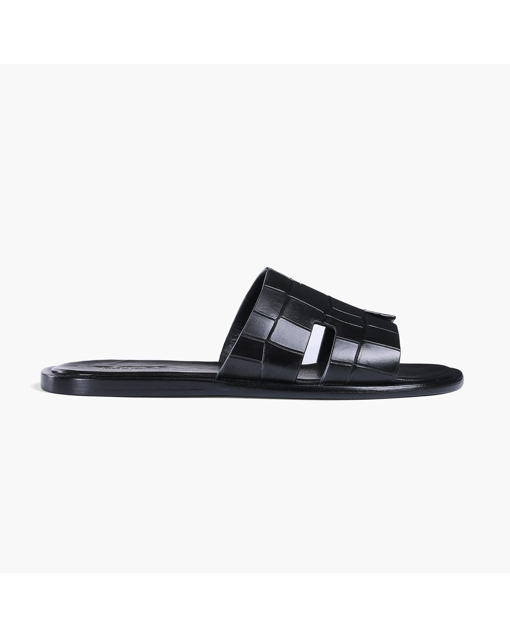 Armos Black Croc-Embossed Leather Slide for men