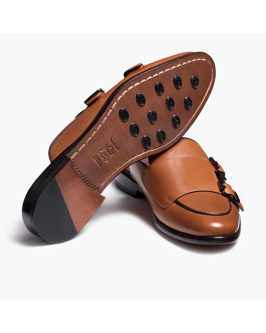 Armos Brown Leather Double Monk Strap Mule for men