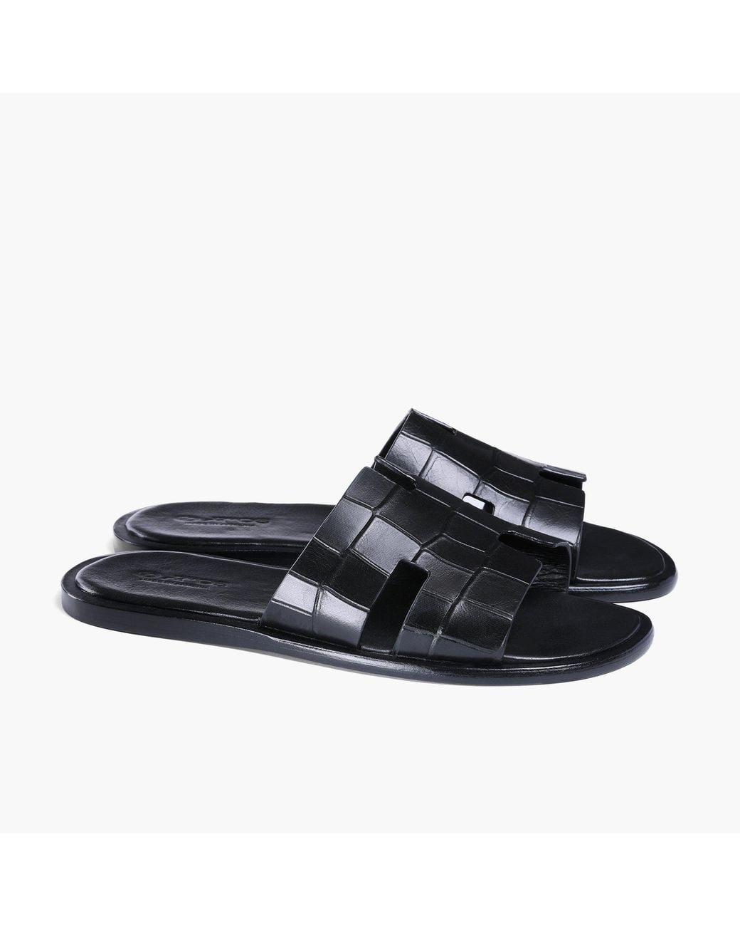 Armos Black Croc-Embossed Leather Slide for men