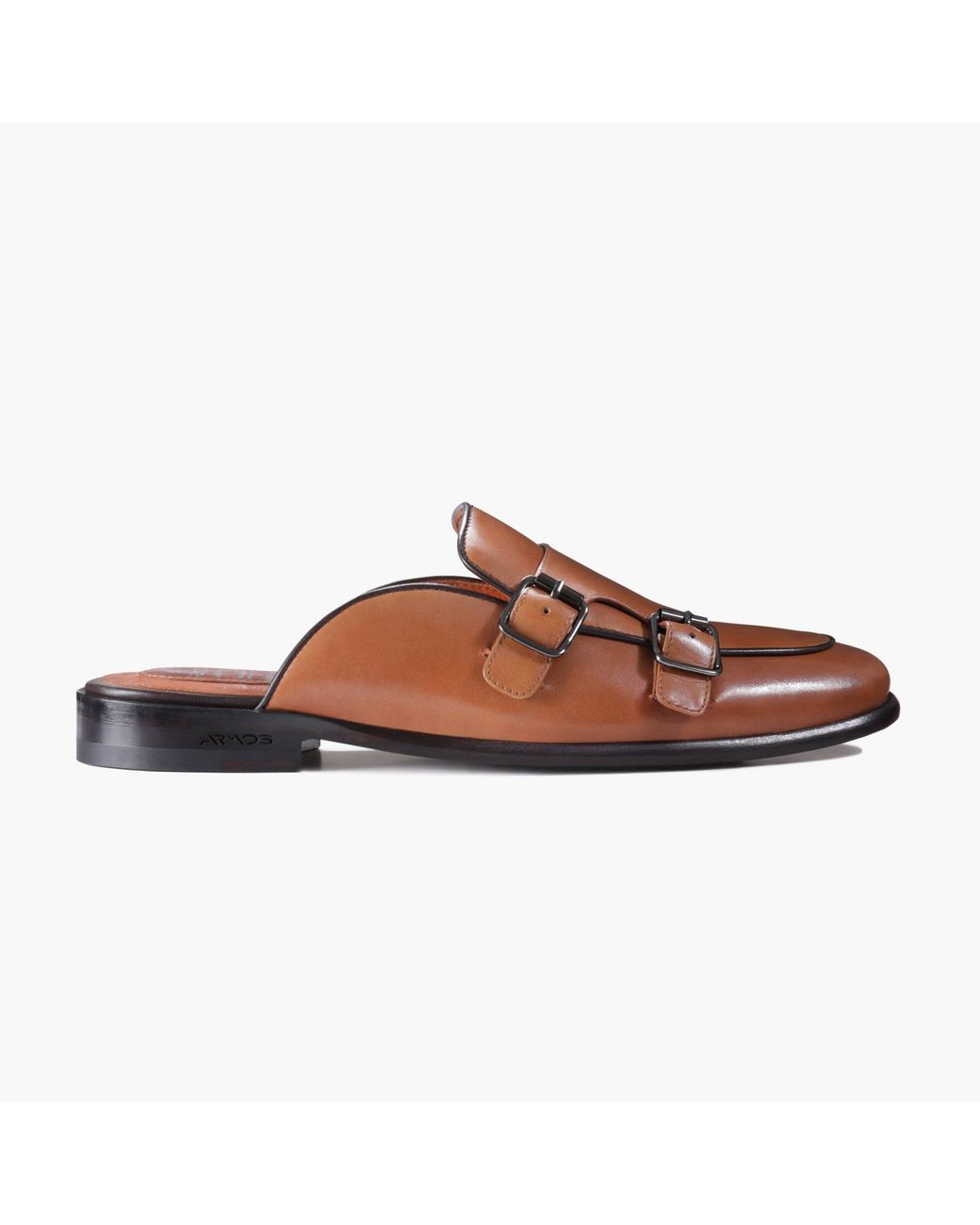 Armos Brown Leather Double Monk Strap Mule for men