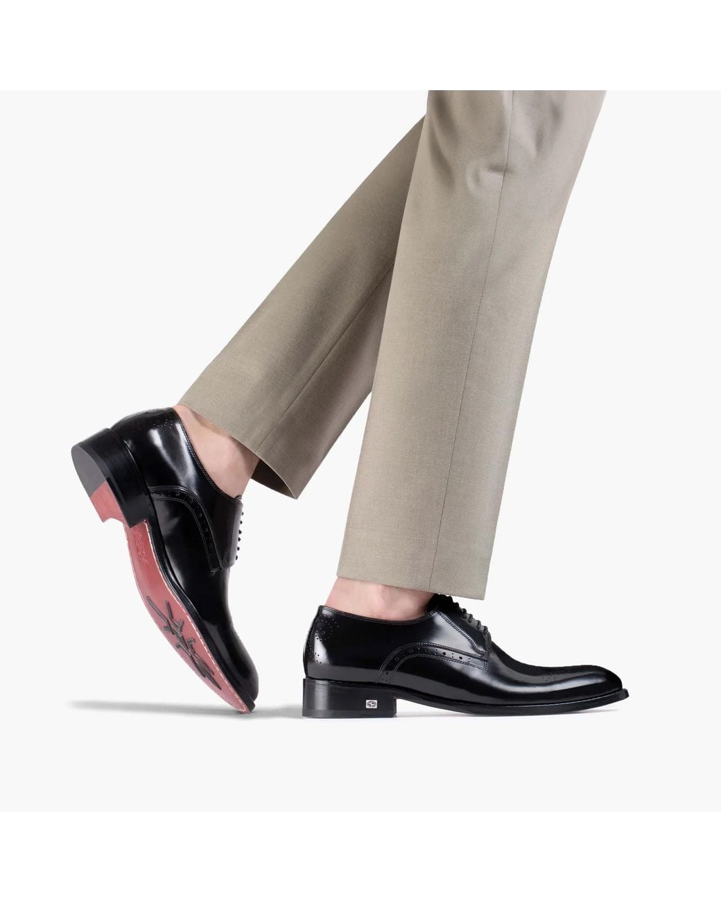 Armos Black Leather Medallion Toe Derby for men