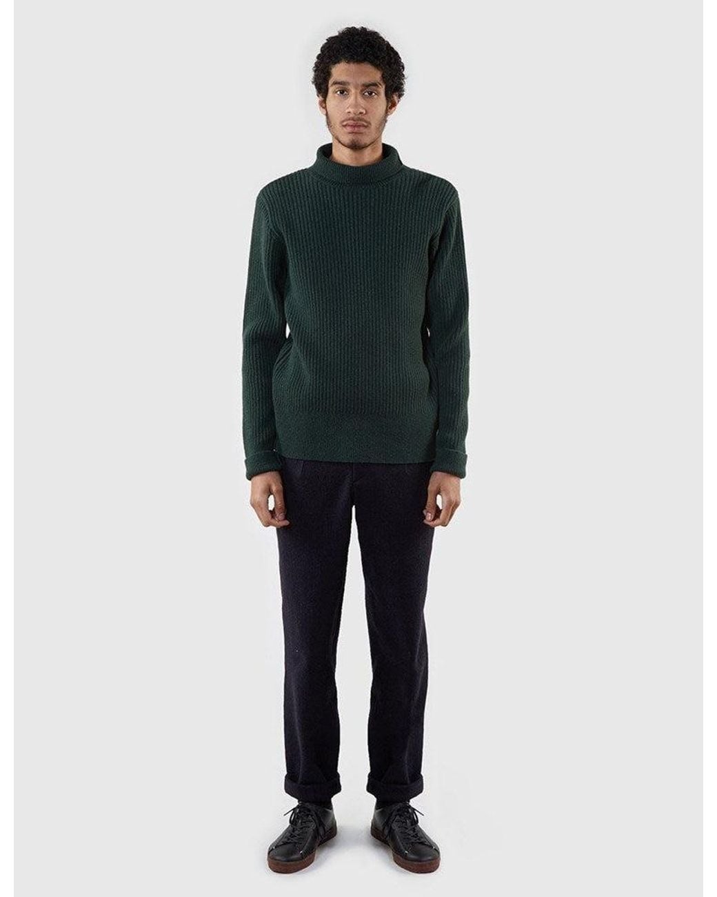 Oliver Spencer Green Rib Knit Roll Neck for men