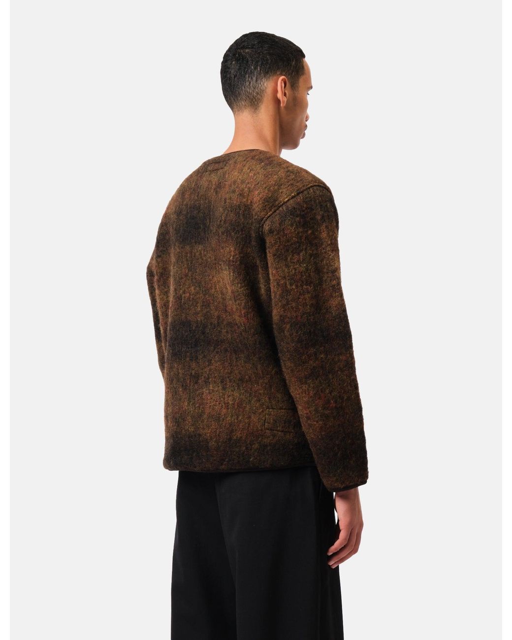 Universal Works Brown Zip Liner Jacket (Alps Fleece) for men