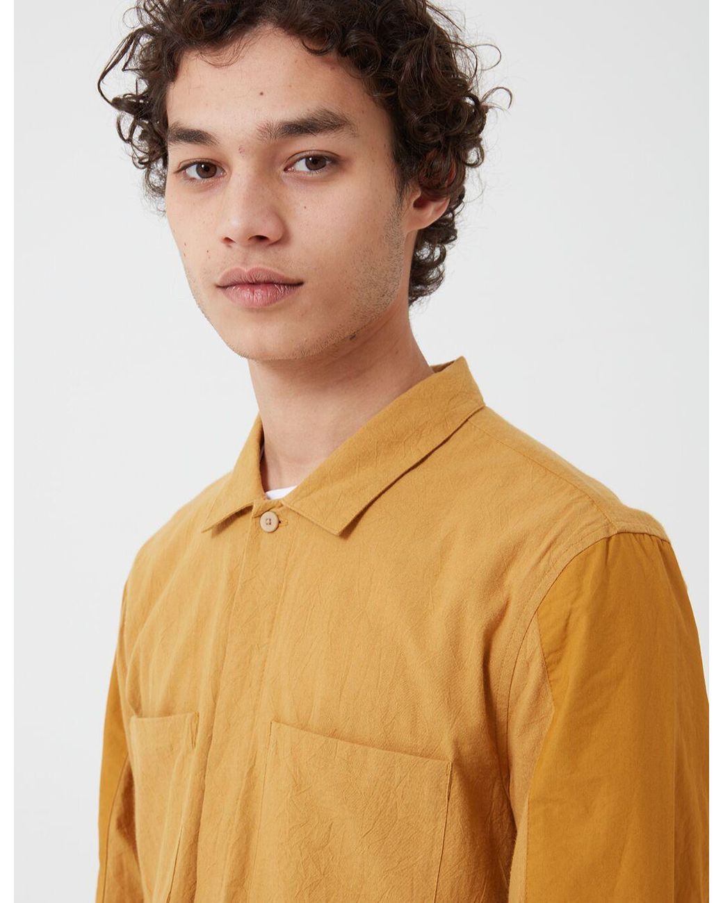 Folk Blue Folk Overlay Overshirt for men