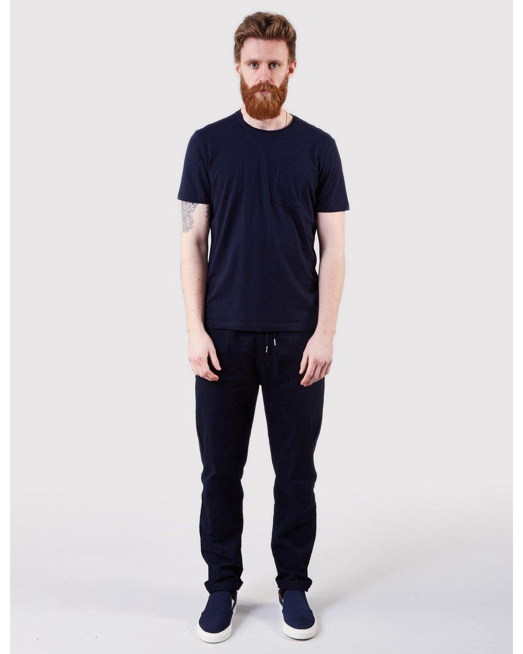 Folk Blue Folk Deboss Pocket T-Shirt for men