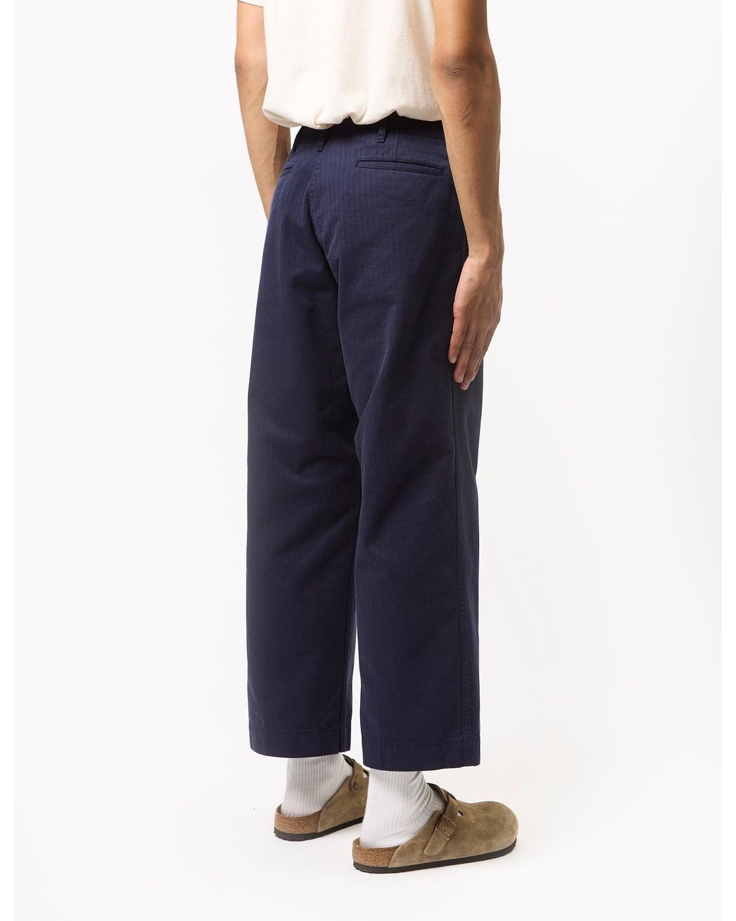 Beams Plus Blue Mil Trousers (Herringbone) for men