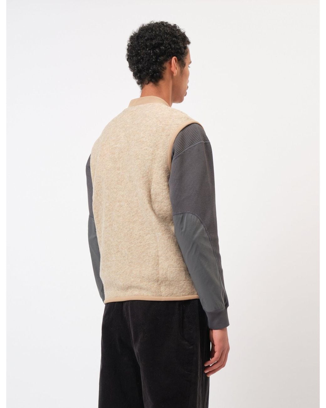 Universal Works Natural Zip Waistcoat (Wool Fleece) for men