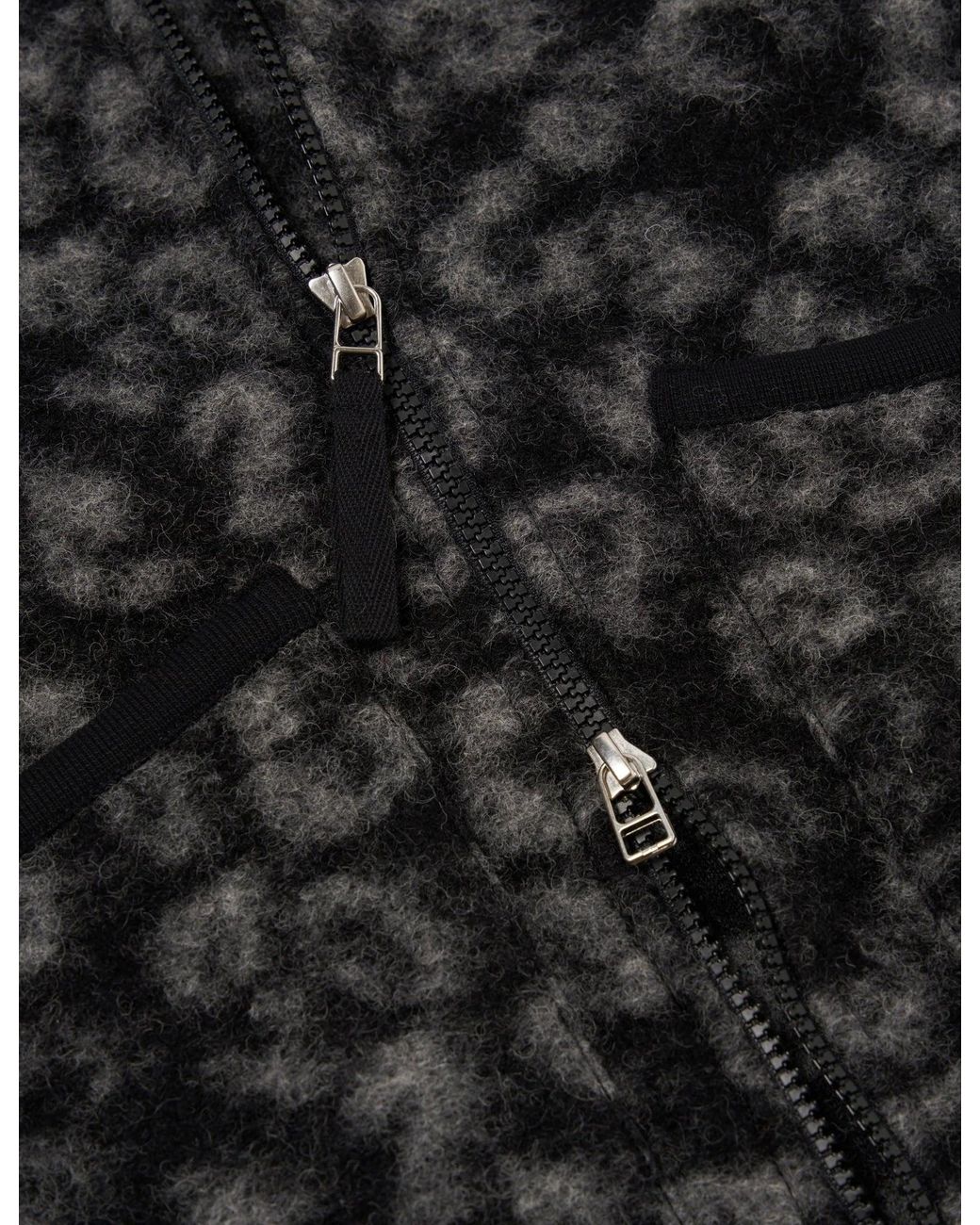 Universal Works Black Zip Fleece Waistcoat (Leopard) for men
