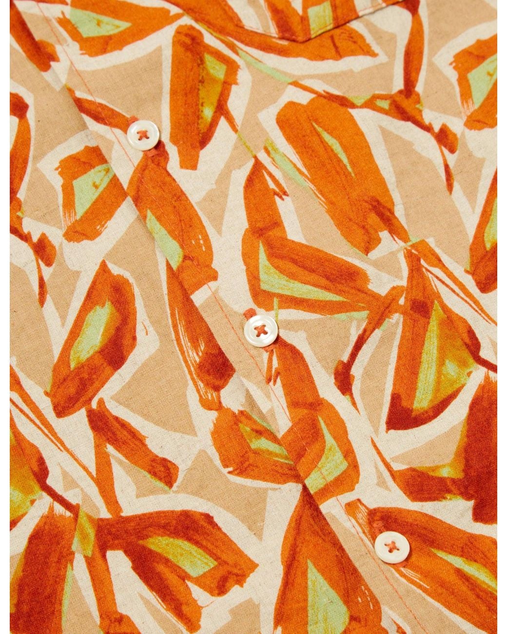 Universal Works Orange Minari Shirt Artist (Linen/Cotton) for men