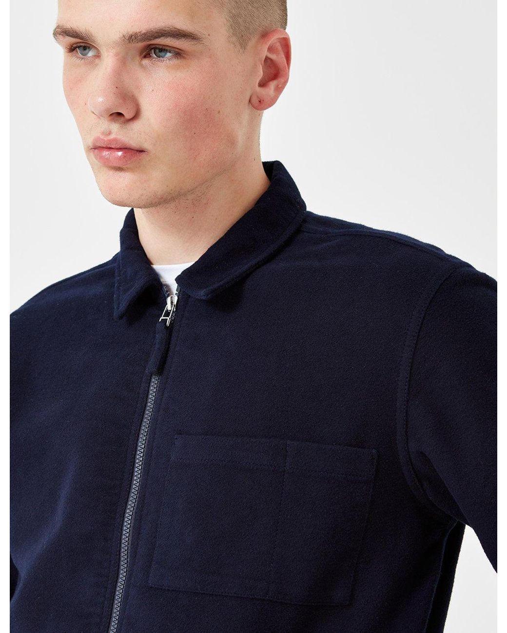 Universal Works Blue Zip Uniform Moleskin Jacket for men
