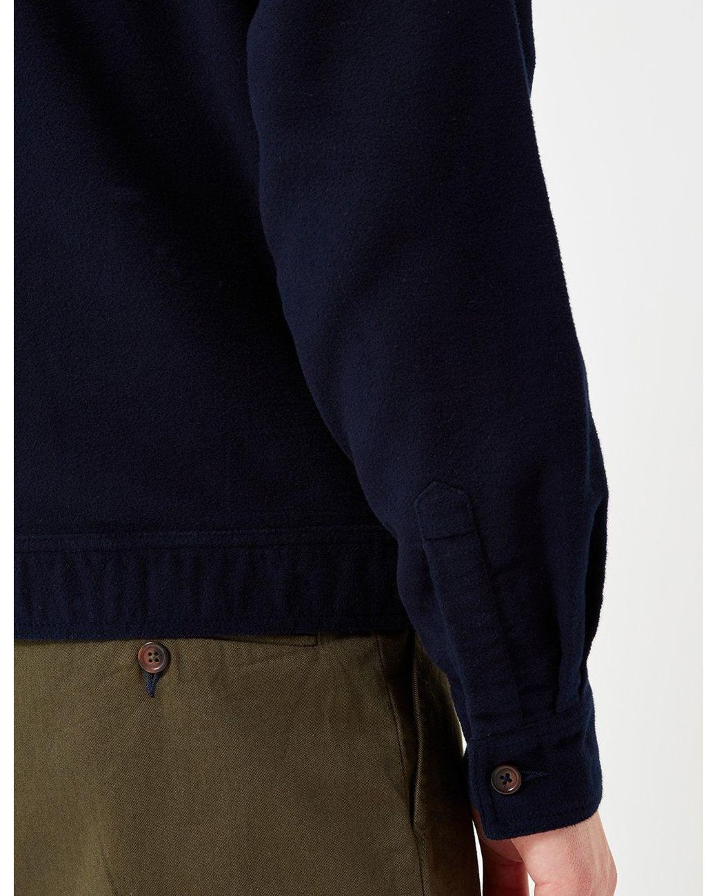 Universal Works Blue Zip Uniform Moleskin Jacket for men