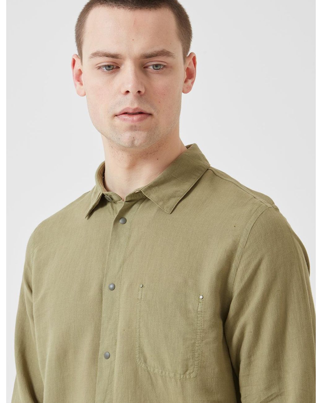 Folk Green Folk Stitch Pocket Shirt for men