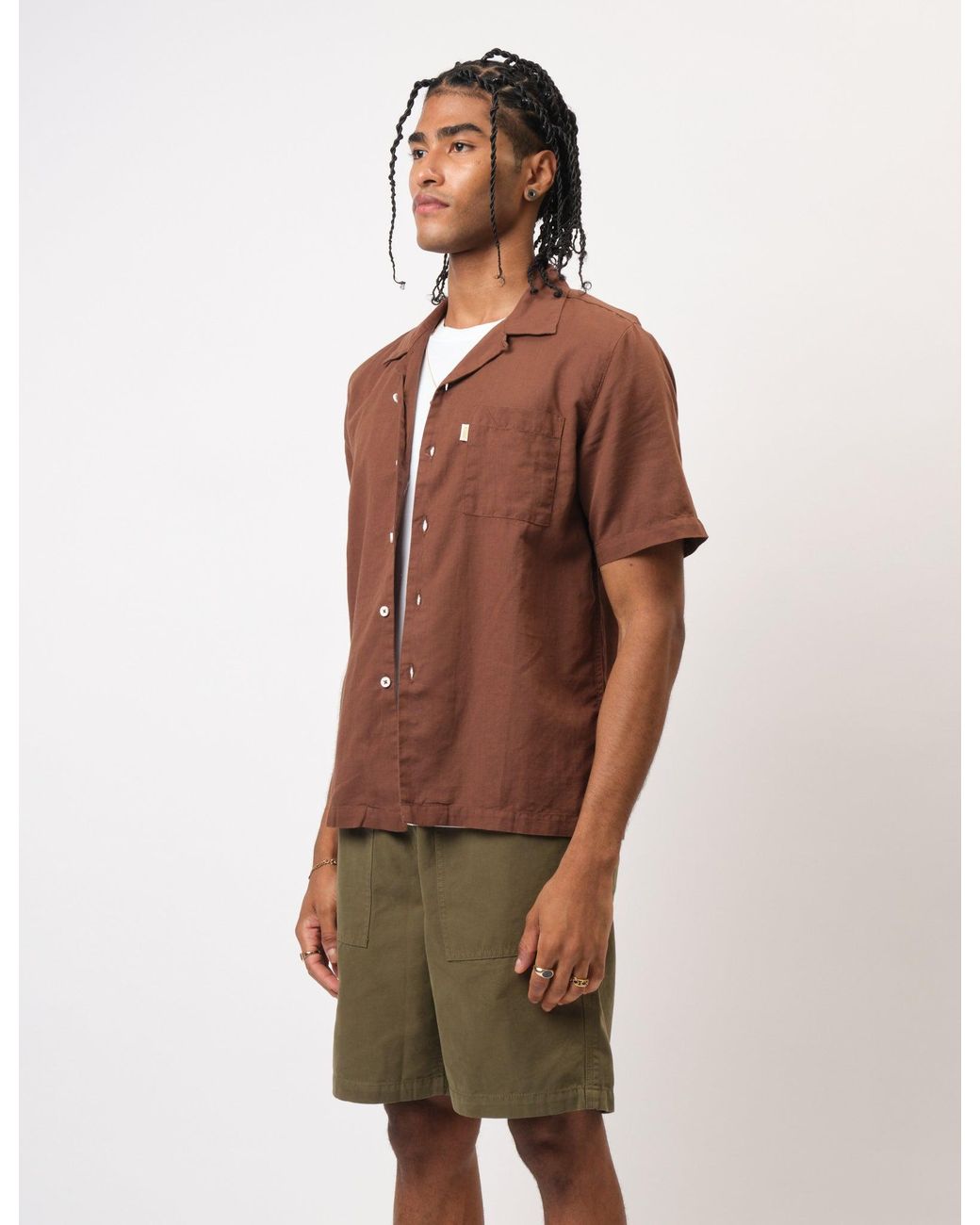 BHODE Red Cuca Short Sleeve Shirt (Linen) for men