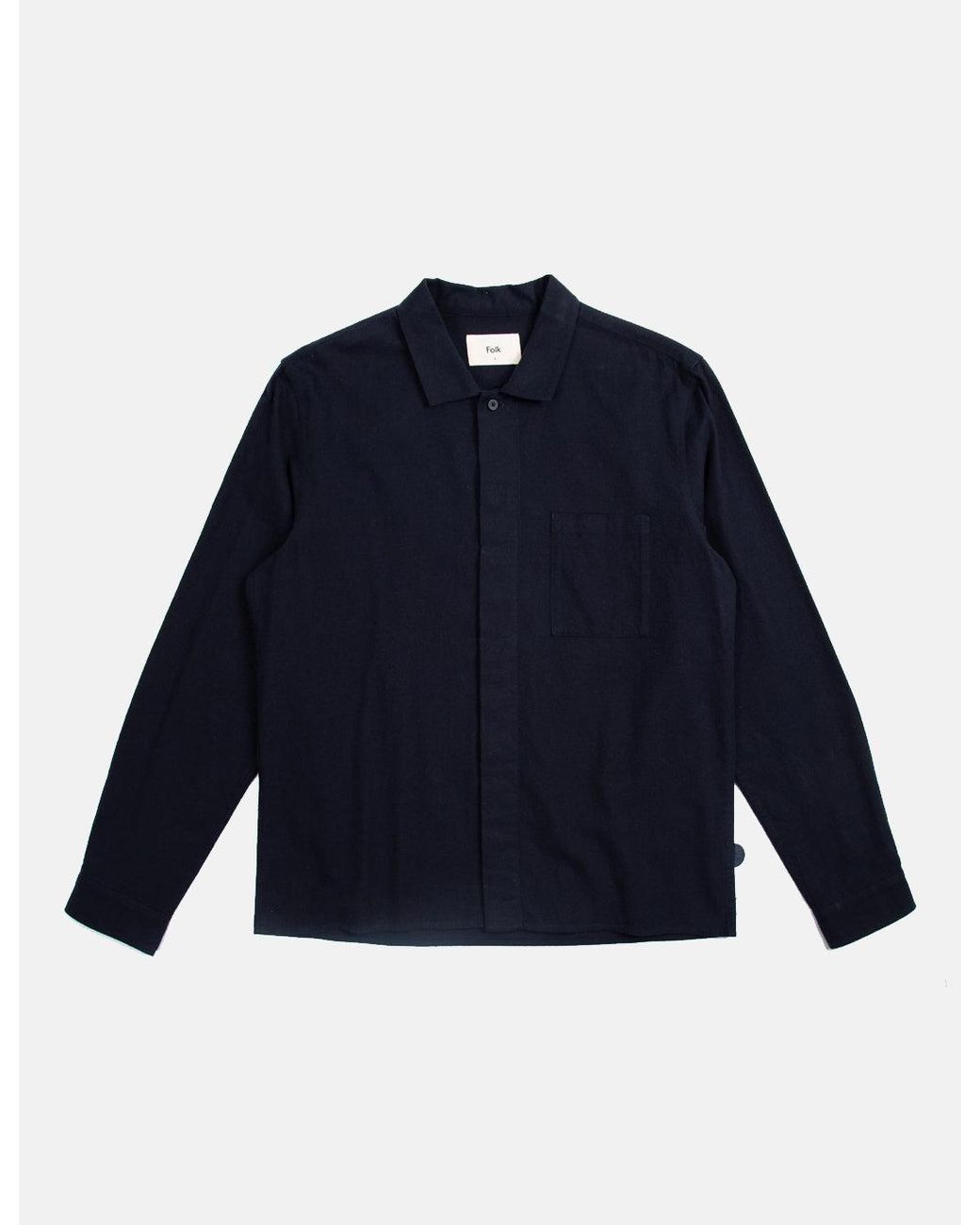 Folk Blue Folk Patch Shirt (Flannel Cotton) for men