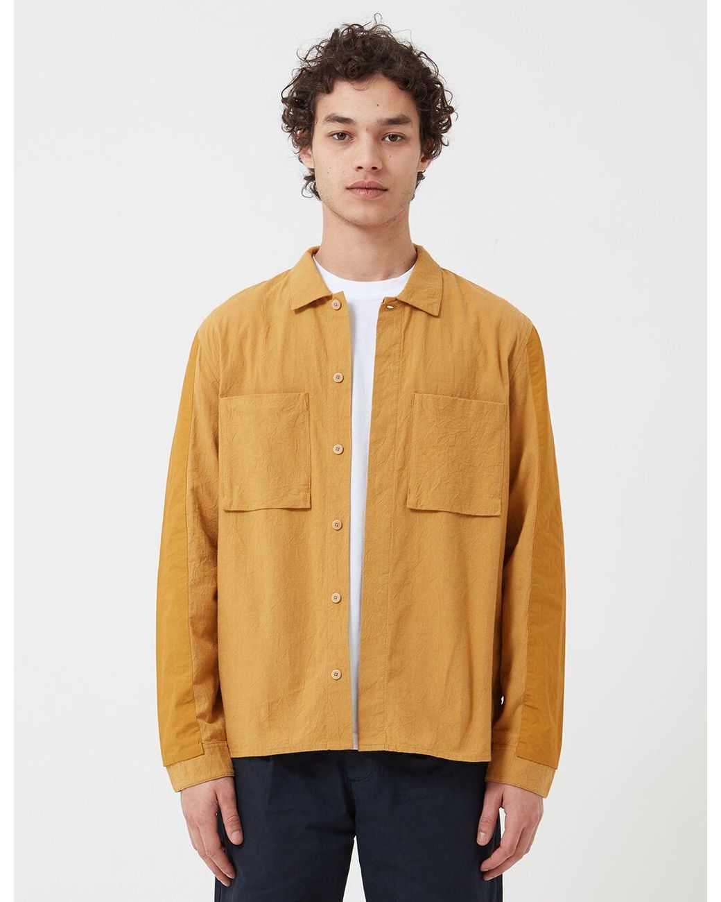 Folk Blue Folk Overlay Overshirt for men