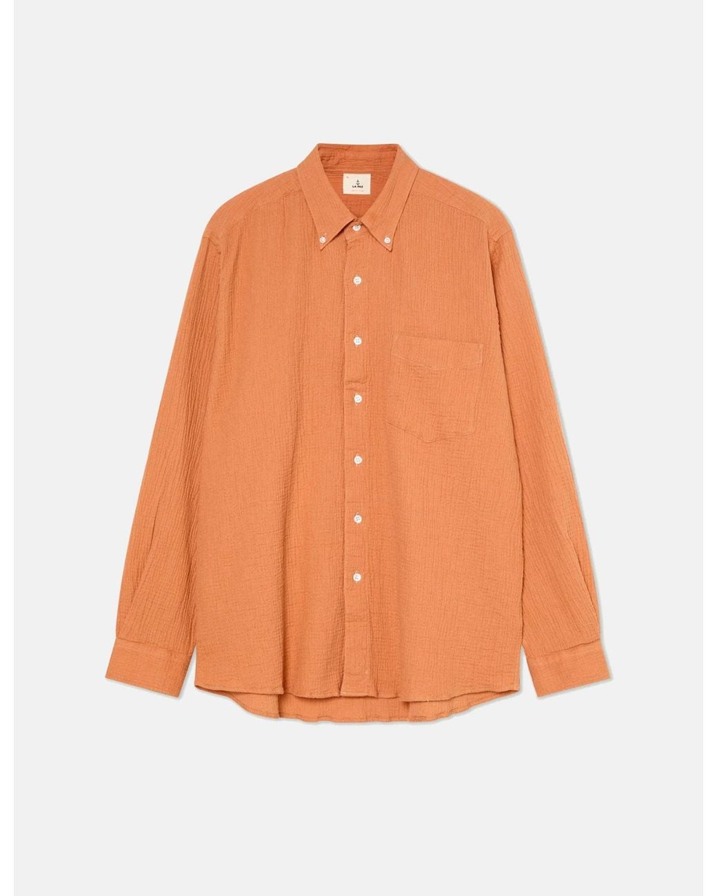Laz Paz Orange La Paz Bastos Loose Fit Button Down Shirt for men