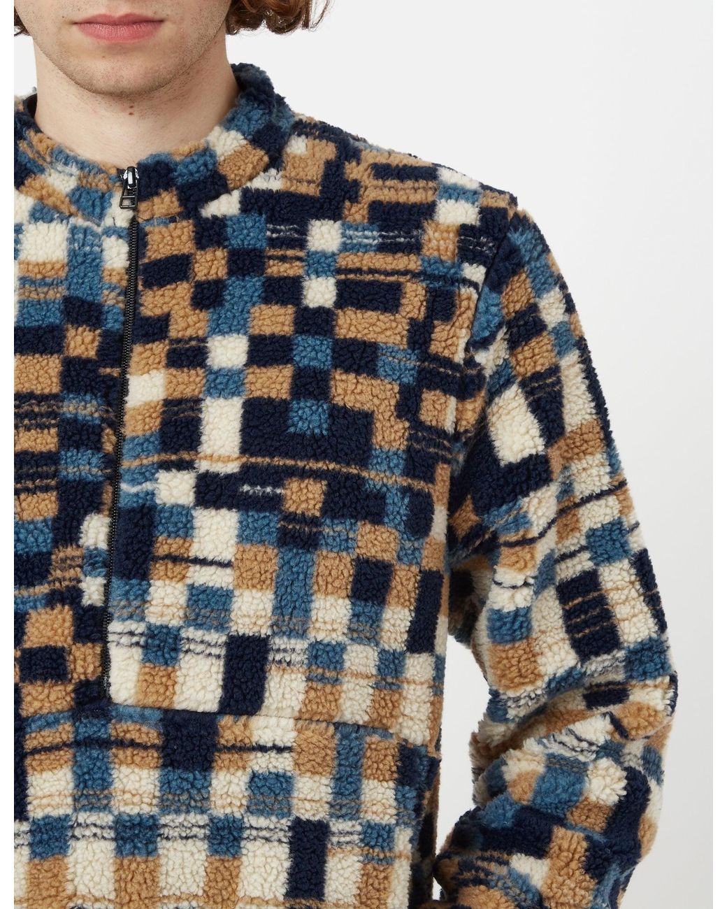 Folk Multicolor Funnel Neck Fleece for men