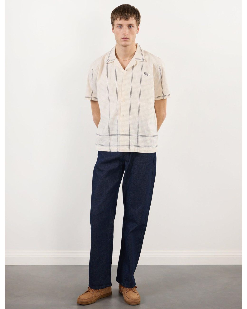 Percival White Sicily Cuban Shirt Cotton for men
