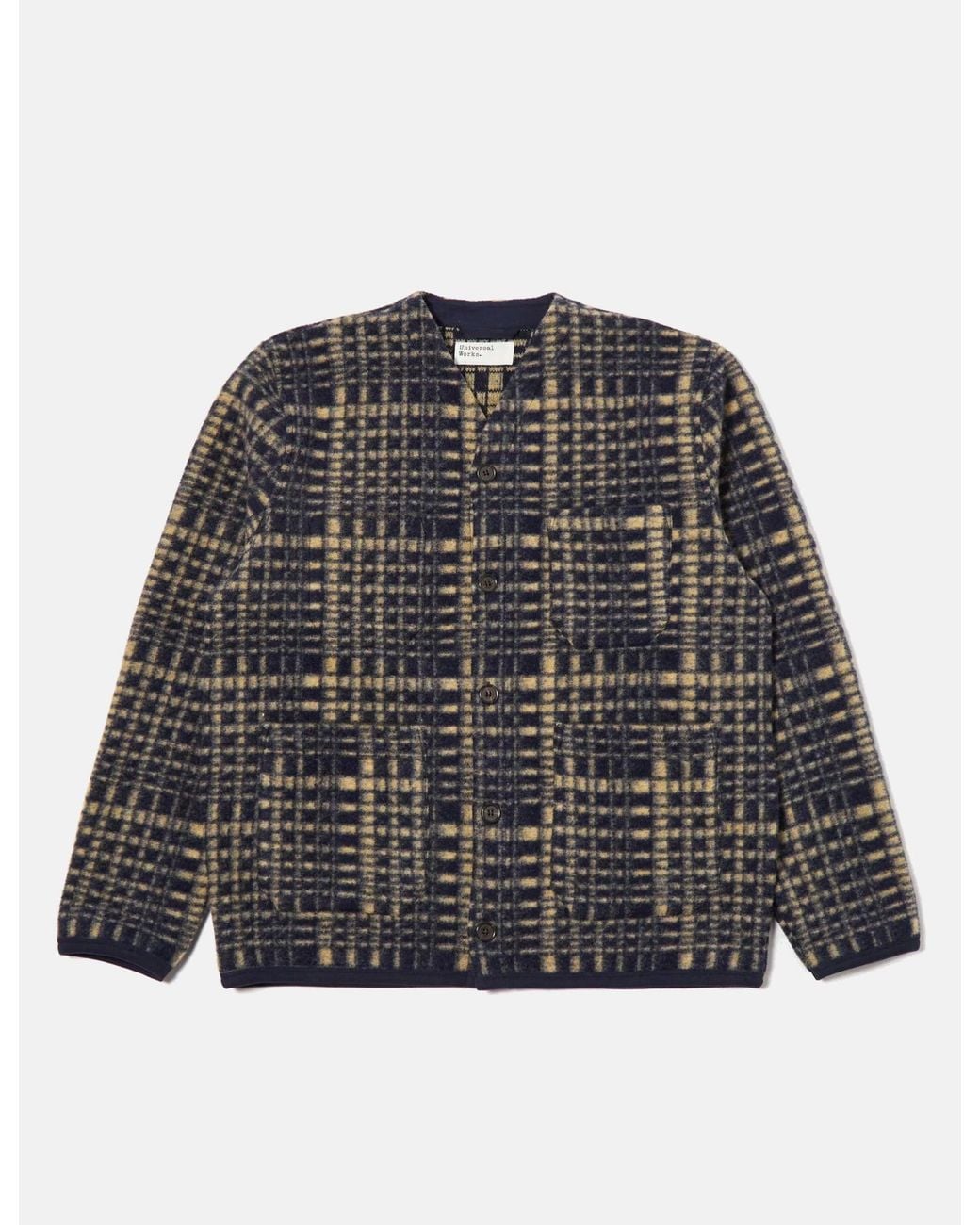 Universal Works Blue Cardigan (Telepass Fleece) for men