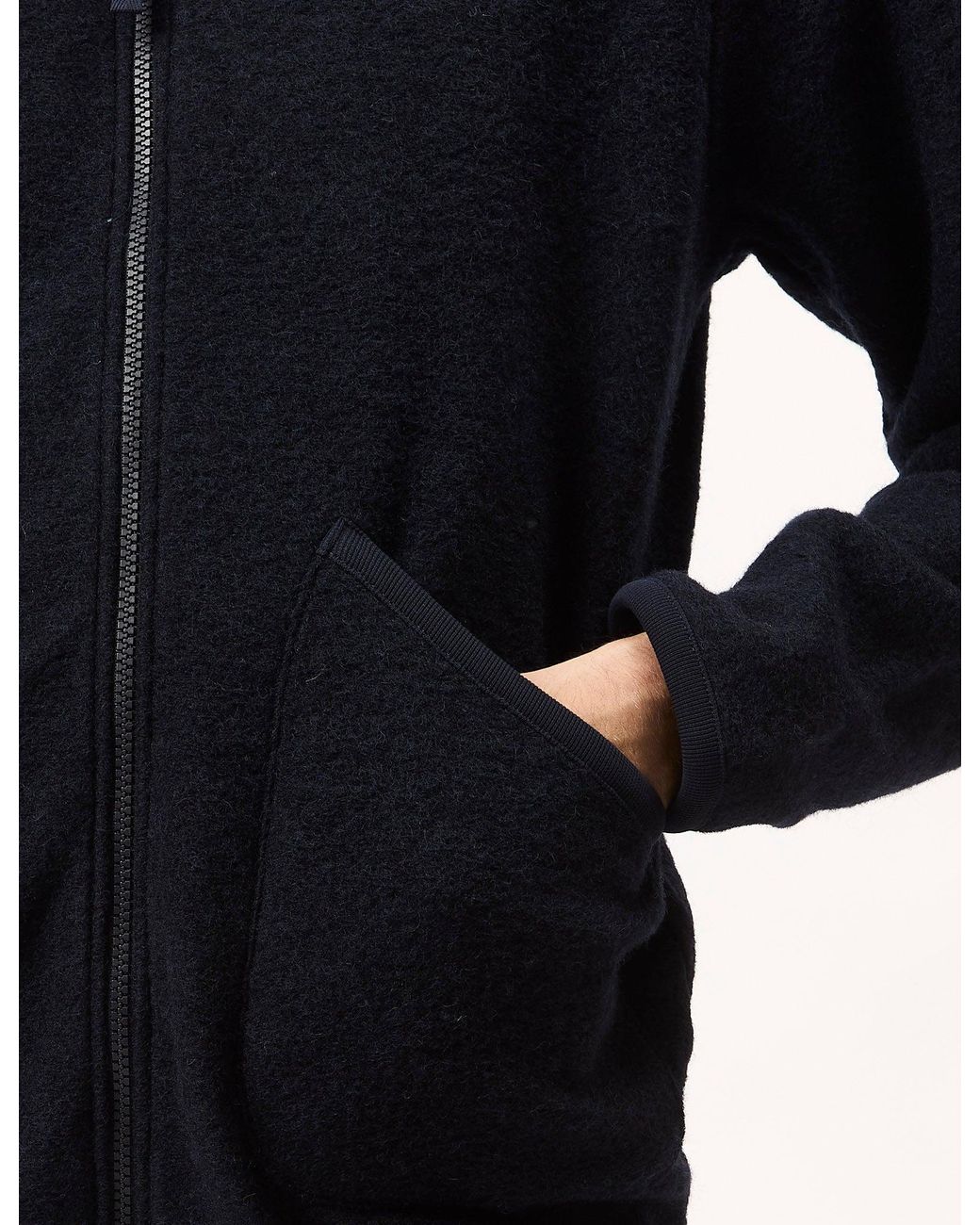 Universal Works Blue Zip Bomber (Wool Fleece) for men
