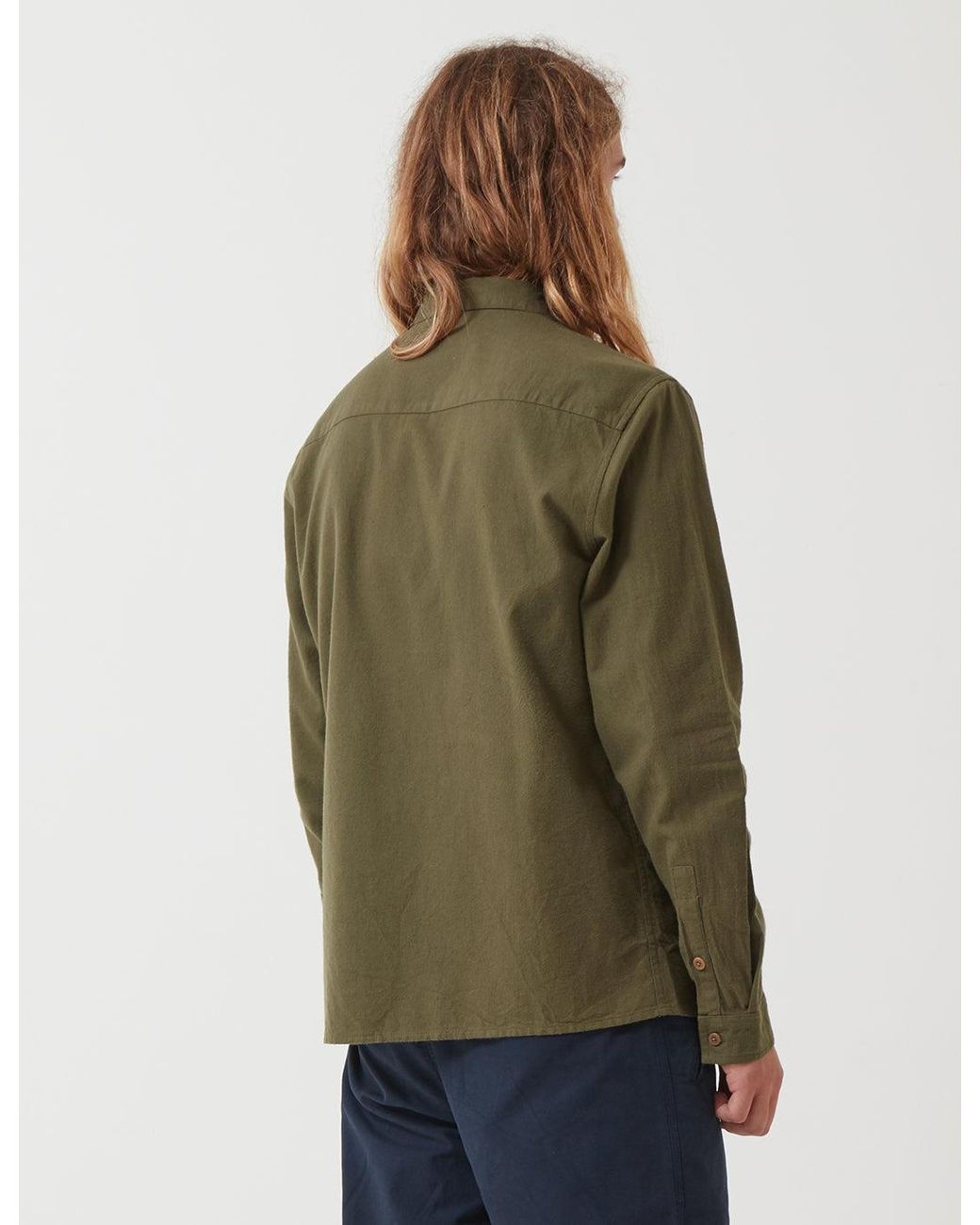 Folk Green Folk Patch Shirt (Flannel Cotton) for men