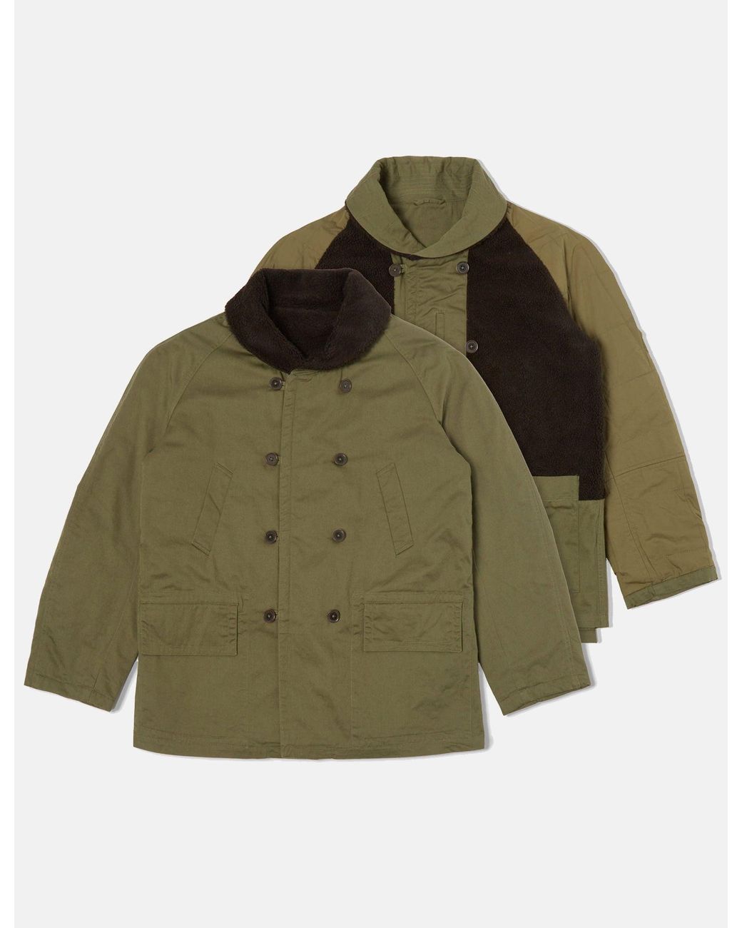 Universal Works Green Reversible Mackinaw Jacket for men