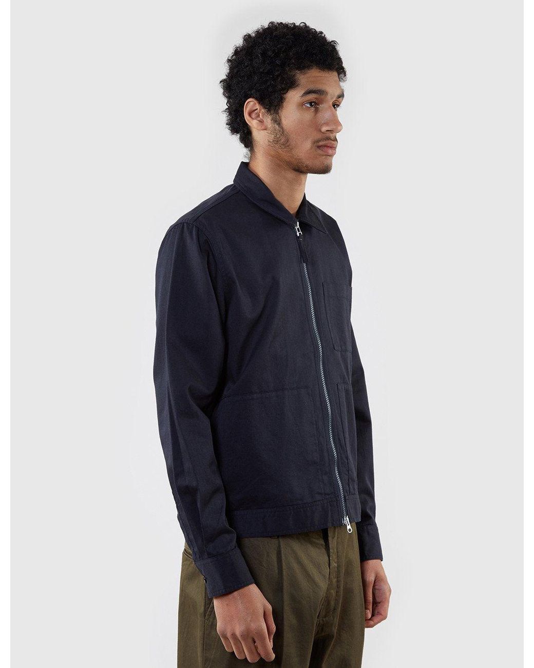 Universal Works Blue Zip Uniform Jacket for men
