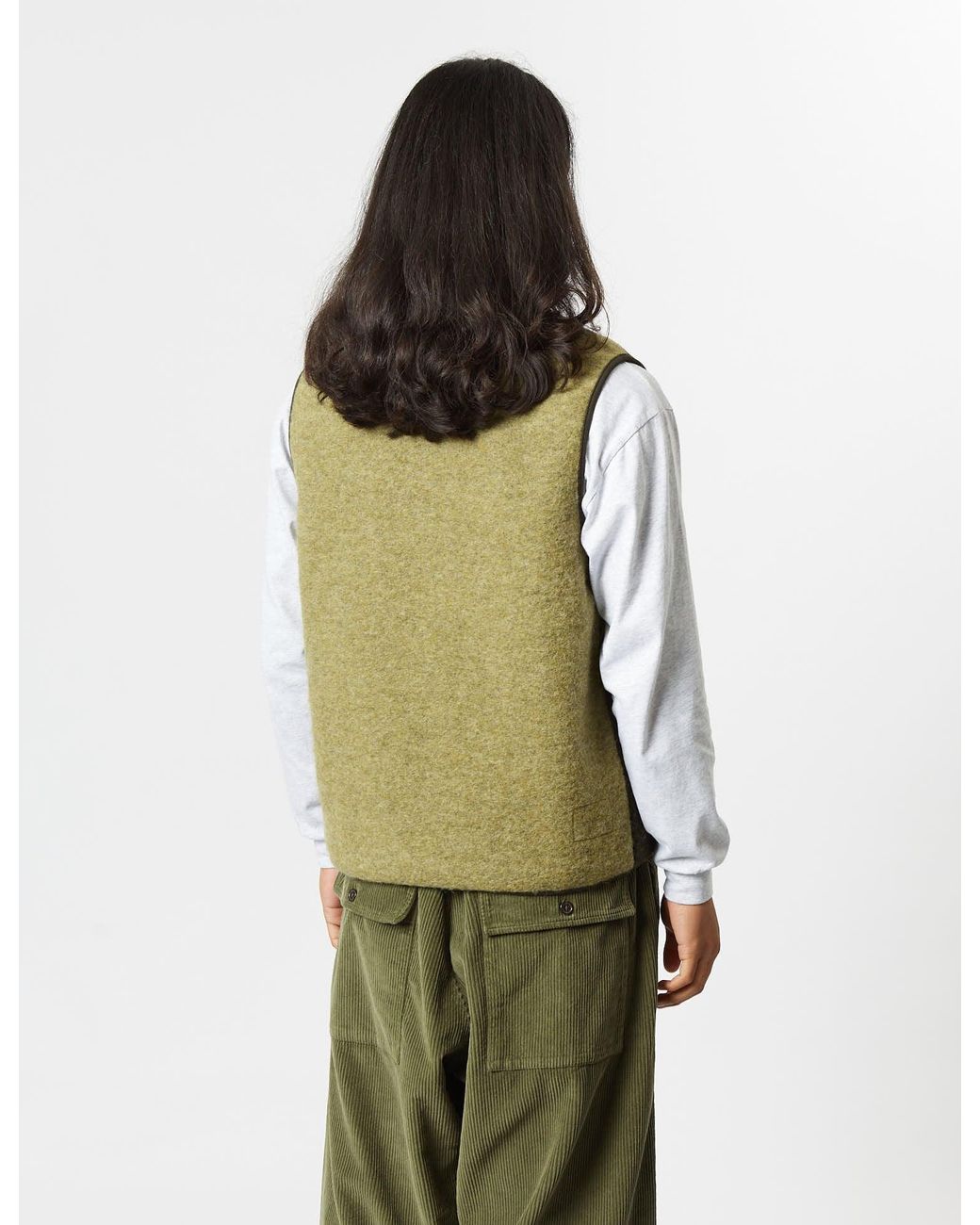 Universal Works Green Mixed Zip Gilet for men