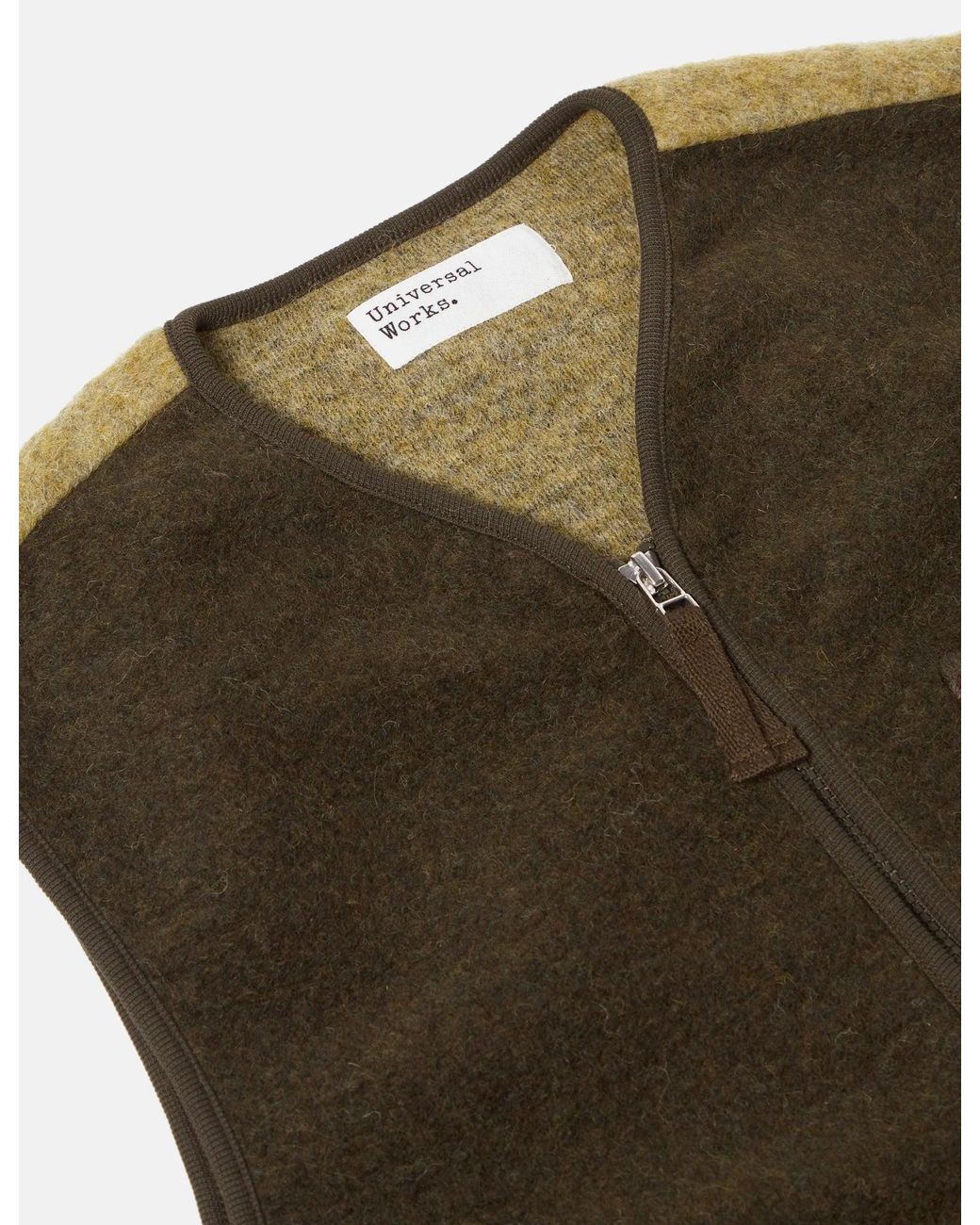 Universal Works Green Mixed Zip Gilet for men