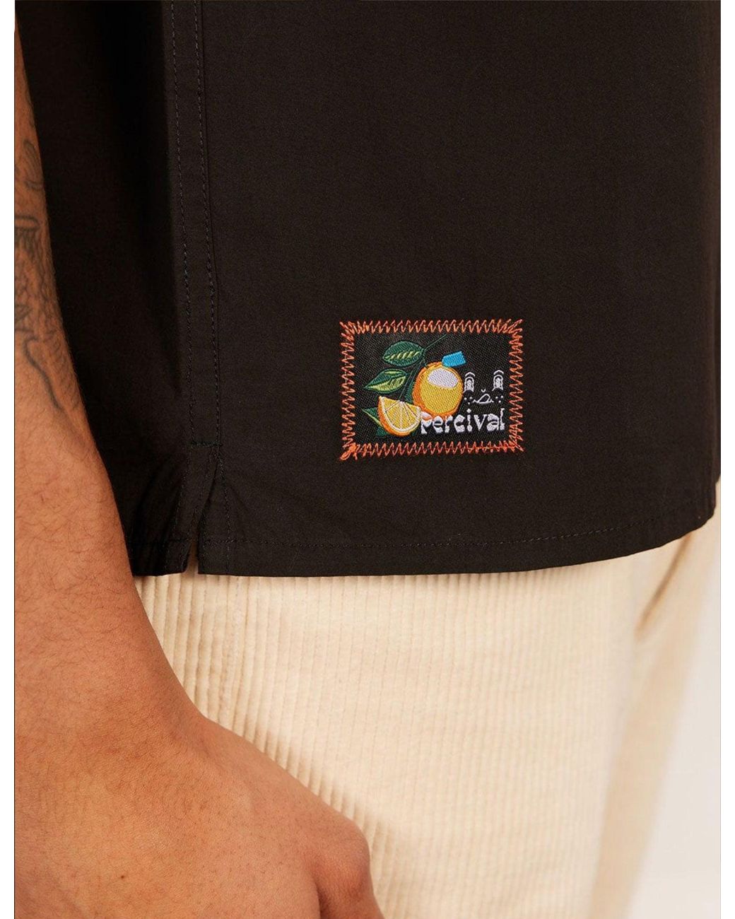 Percival Black Percico Bowling Shirt (Cotton) for men