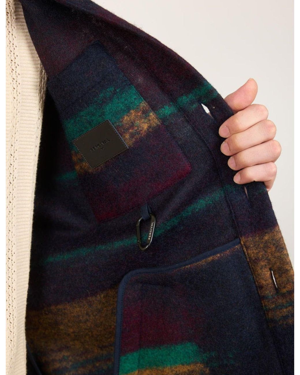 Percival Blue Lacquer Stripe Blanket Overshirt (Wool) for men