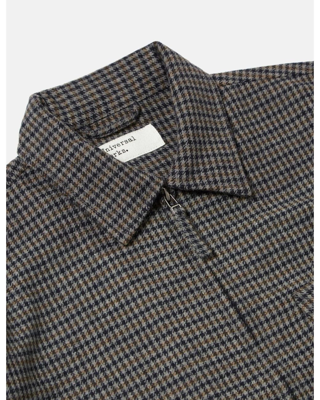 Universal Works Gray Windcheater Jacket (Houndstooth Wool) for men