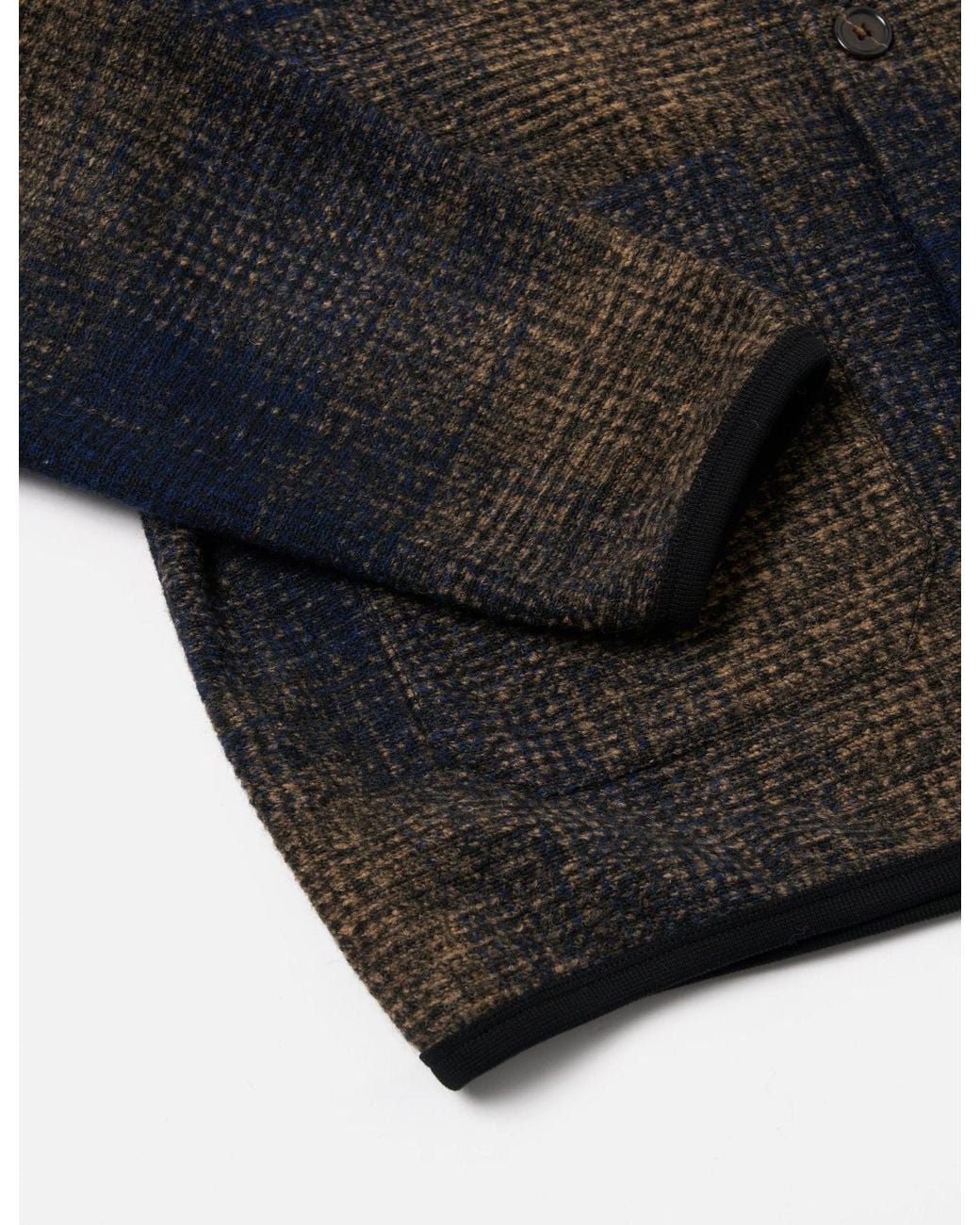 Universal Works Blue Cardigan (Deca Check) for men