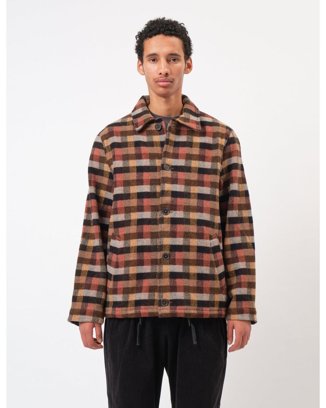 Universal Works Brown Wayfarer Jacket (Merino Checkerboard) for men