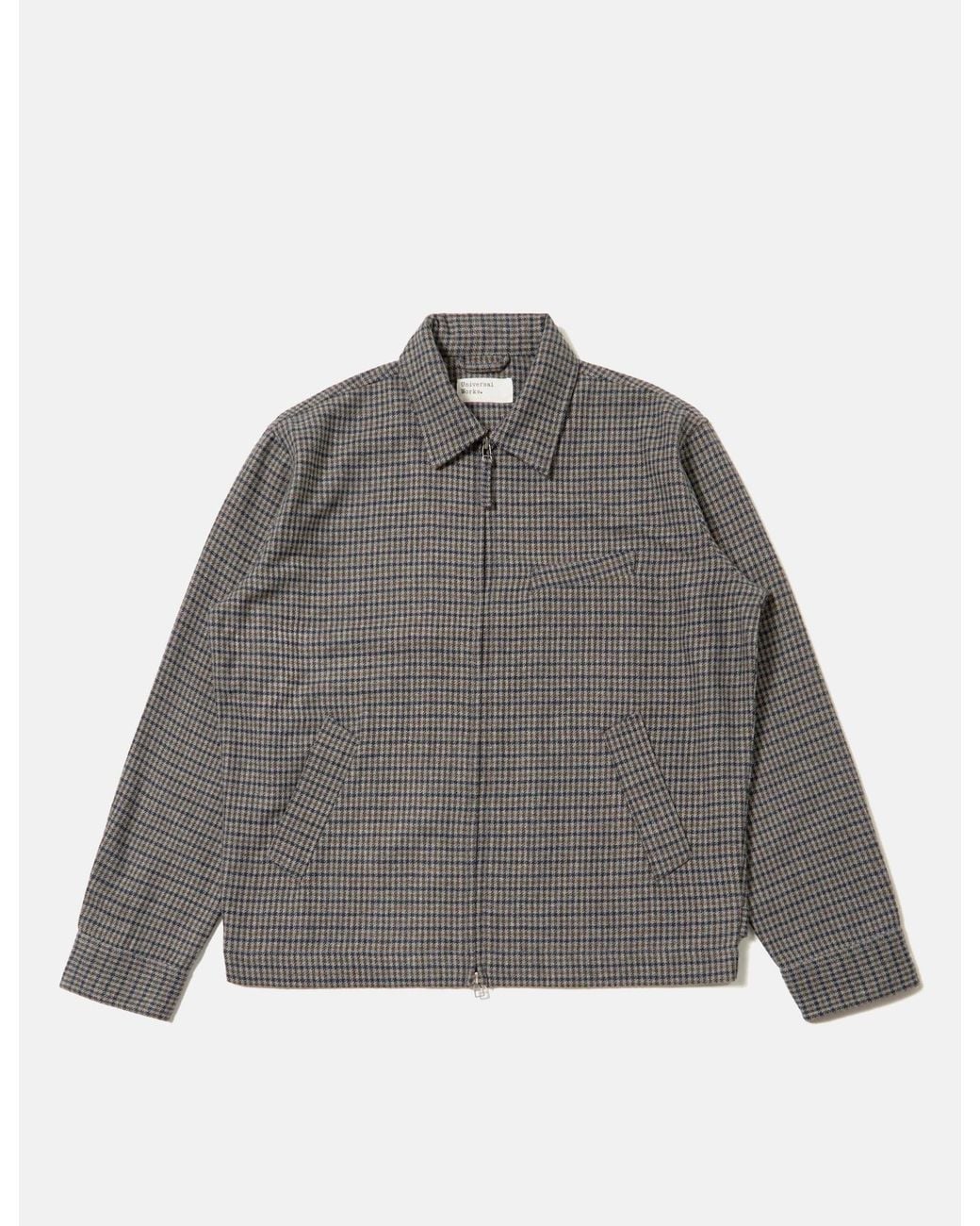 Universal Works Gray Windcheater Jacket (Houndstooth Wool) for men