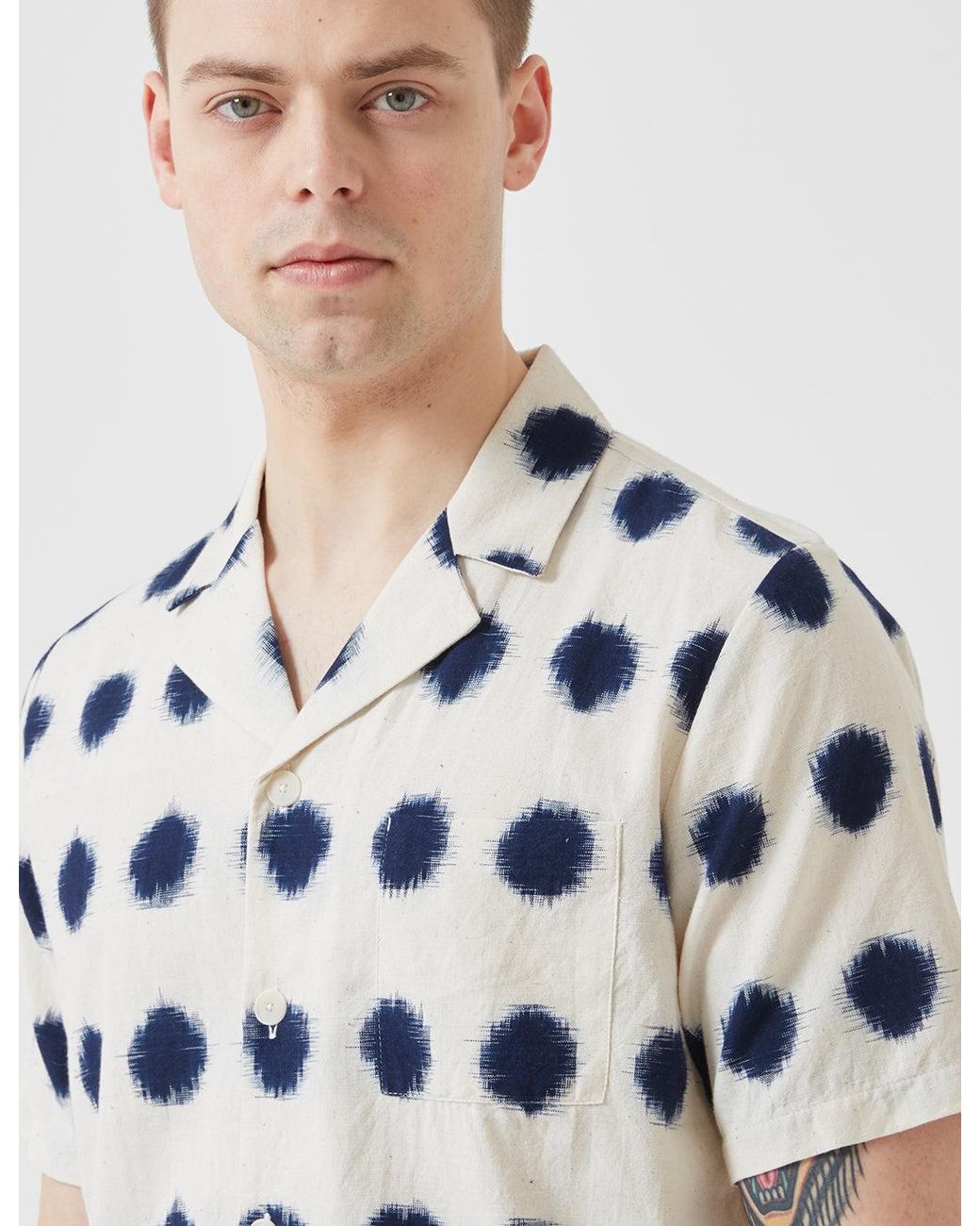 Folk Blue Folk Soft Collar Shirt for men