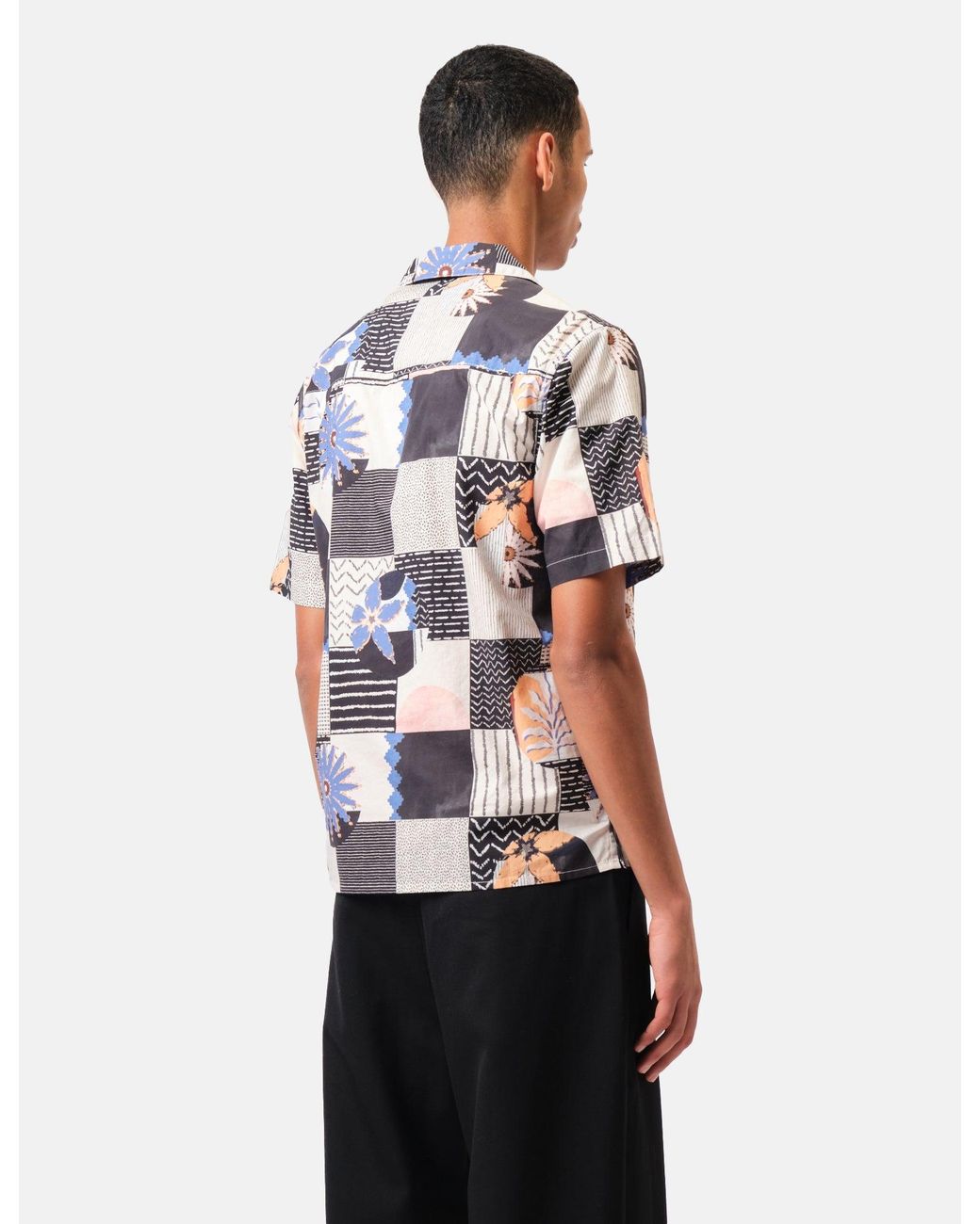 Wax London White Didcot Short Sleeve Shirt (Striped Dobby) for men