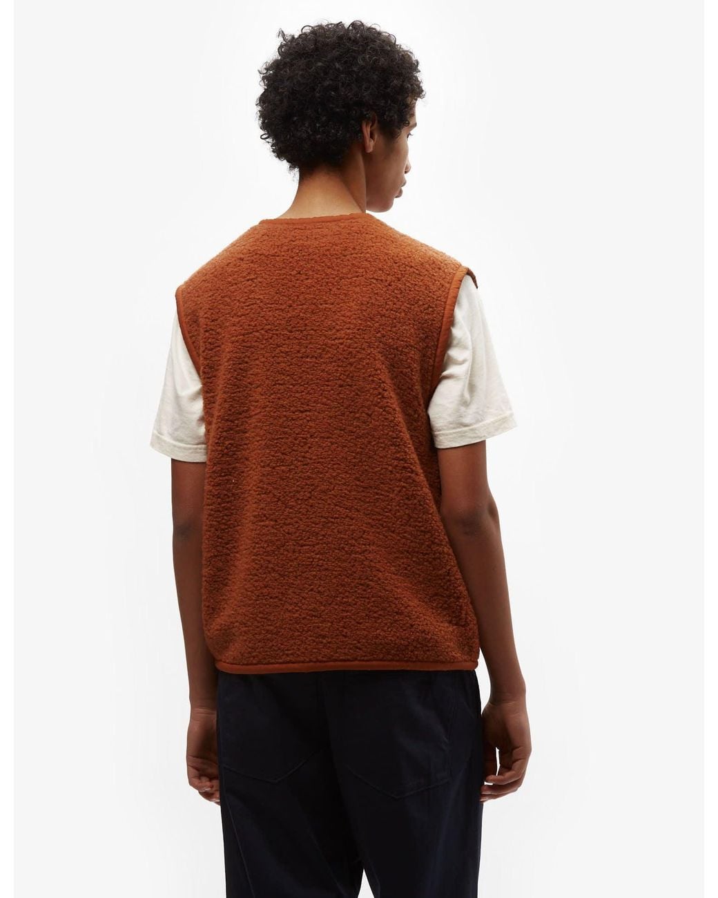 Universal Works Red Lancaster Gilet (Alvar Fleece) for men