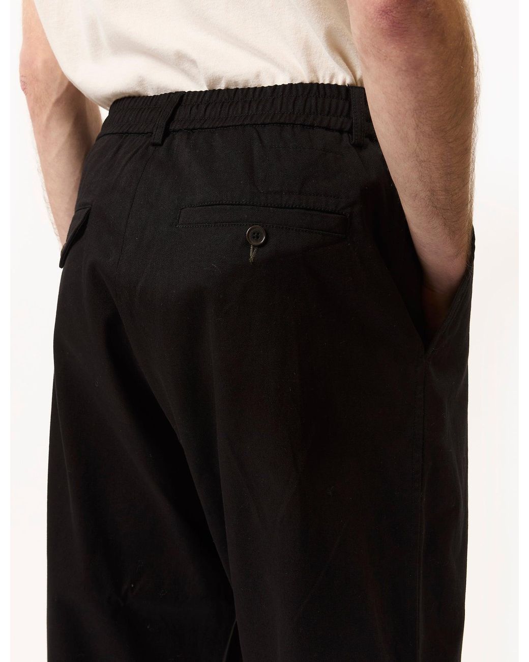 Universal Works Black Pleated Track Pant (Twill) for men