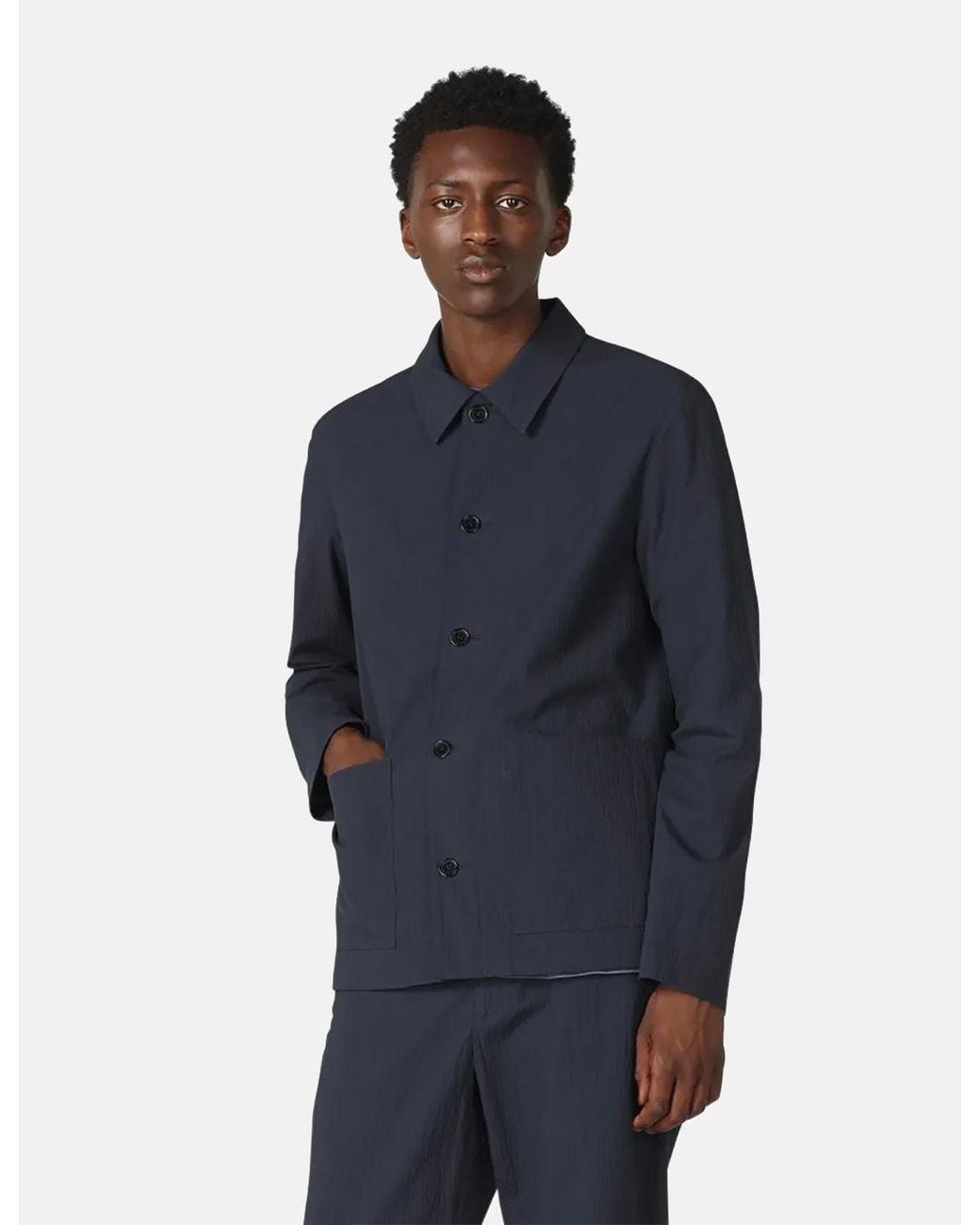 A.P.C. Blue Martin Jacket (Seersucker) for men