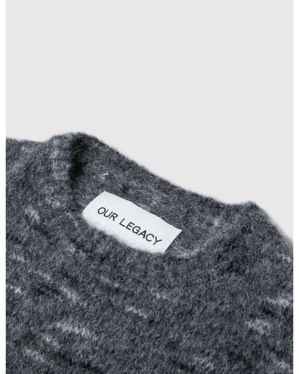 Our Legacy Gray Regular Round Neck Knit Spotted Sweatshirt for men