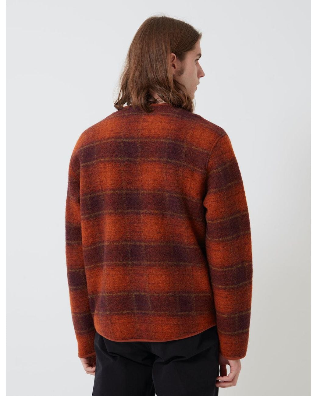 Universal Works Red Zip Liner Jacket (Austin Wool Fleece) for men
